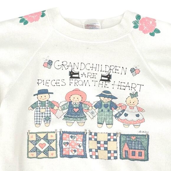Vintage 90s Very Special Granny grandchildren Crewneck patchwork quilting XL - Picture 1 of 9